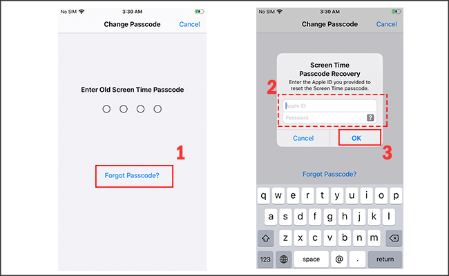 screen time passcode recovery with Apple ID