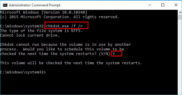 use chkdsk to check disk error