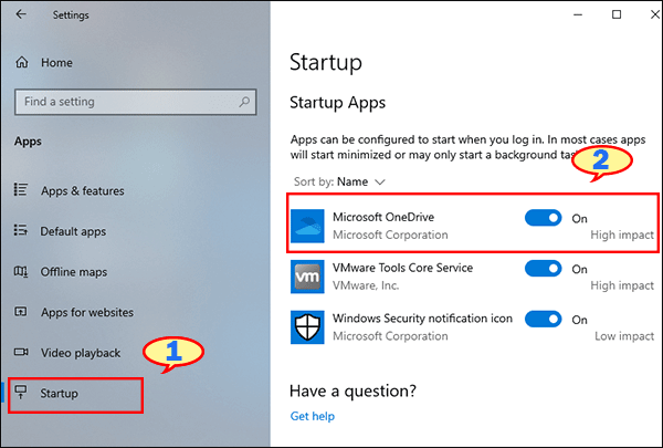 stop apps from opening on startup in settings