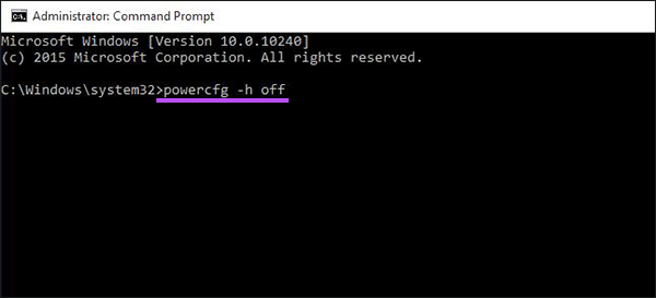 turn off hiberation via cmd