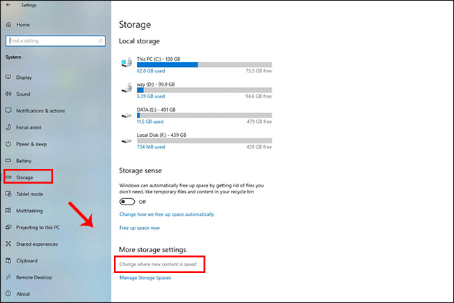 click Change where new content is saved