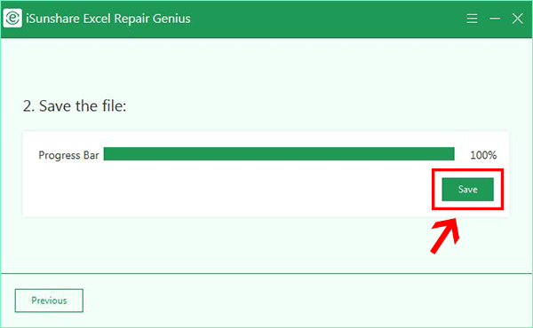 save the restored excel file