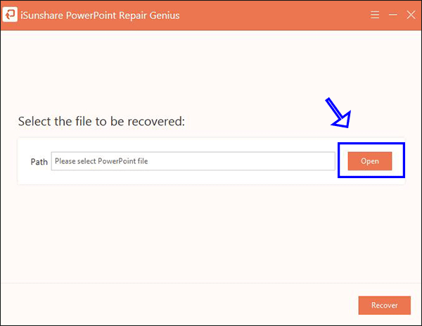 select PPTX file to be recovered