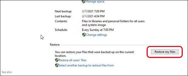 click restore my files
