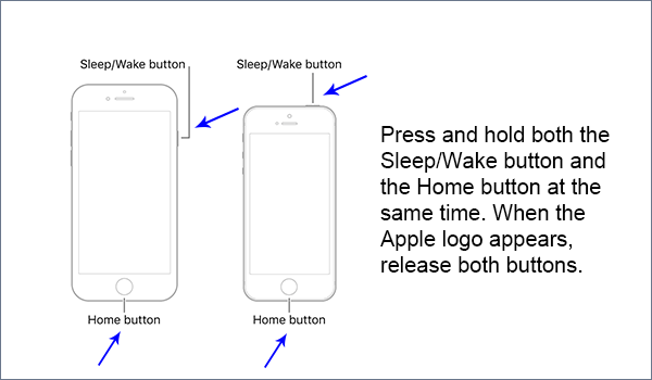 force restart iPhone 6s and earlier