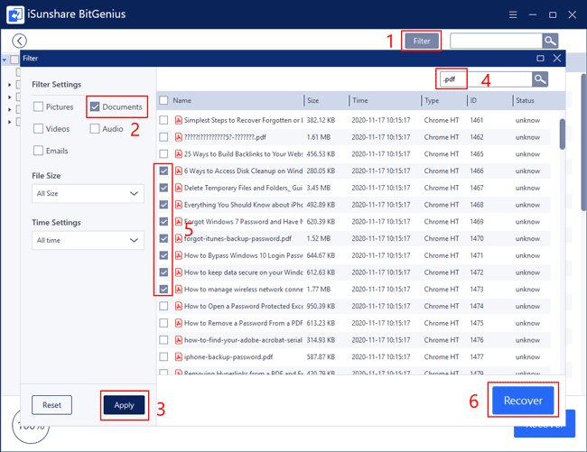 recover the deleted pdf files by isunshare bitgenius