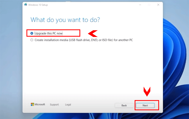 choose Upgrade This PC now