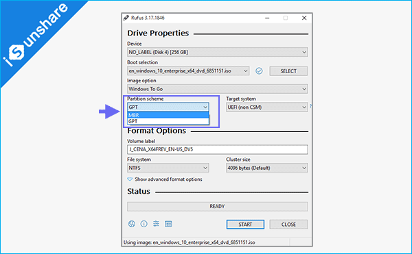 choose the partition scheme