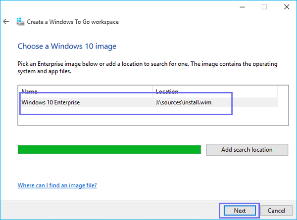 choose Windows 10 image file
