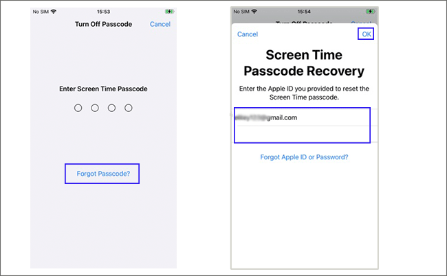 use Apple ID for screen time passcode recovery