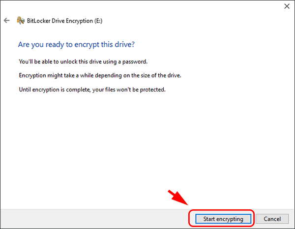 click Start encrypting