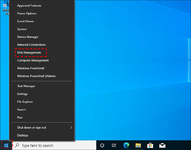 click Disk Management from the Start menu