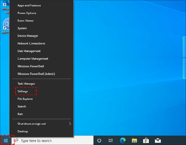 click Settings from the Start menu