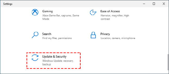 Click Update & Security