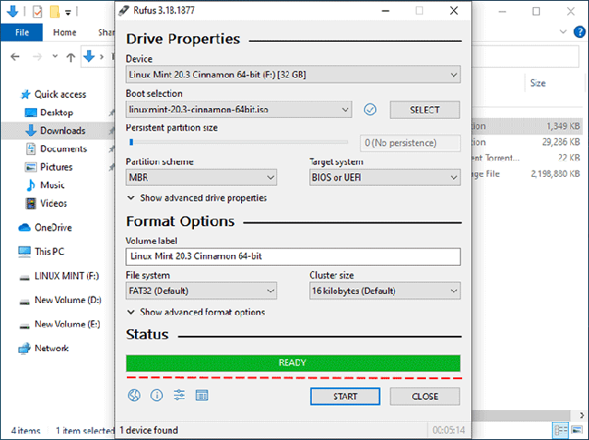 completely creating Linux Mint bootable USB drive