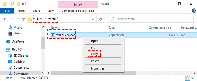 copy and paste syslinux64.exe