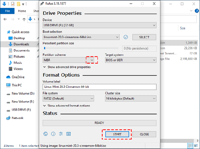 select partition scheme and click START