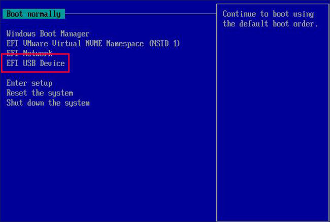 boot from usb device