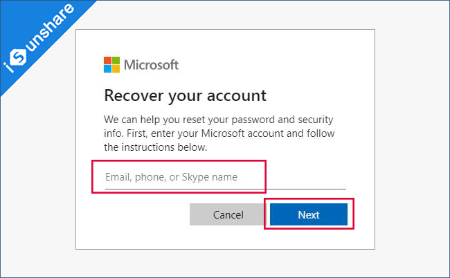 enter your Microsoft account