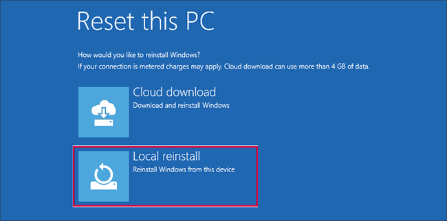choose Local reinstall 