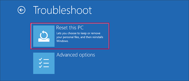 choose Reset this PC