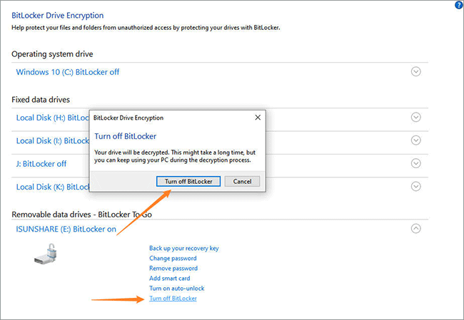 turn off BitLocker