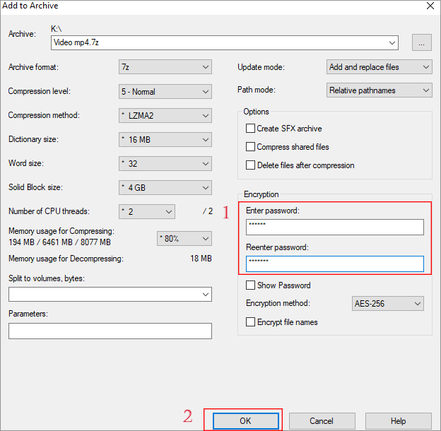 encrypt files using 7-zip