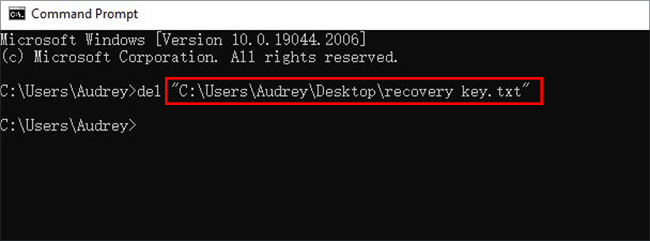 delete files in Windows 10 use cmd