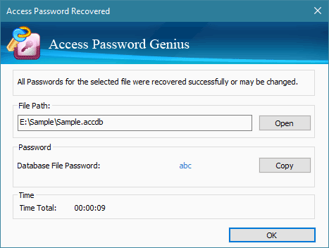 wiederhergestellte Passwort erfolgreich