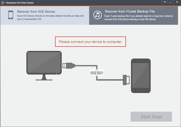 Schließen Sie das iOS-Gerät mit USB-Kabel an den Computer 