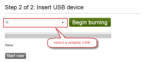 Wählen Sie das beschreibbare USB Gerät