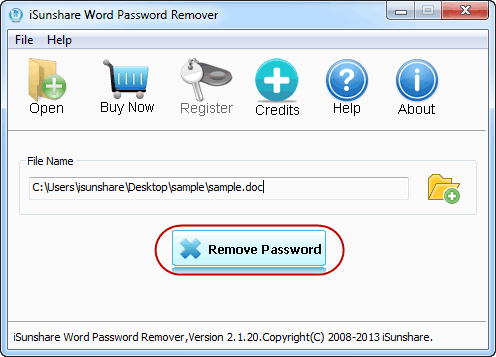 auf Passwort entfernen klicken