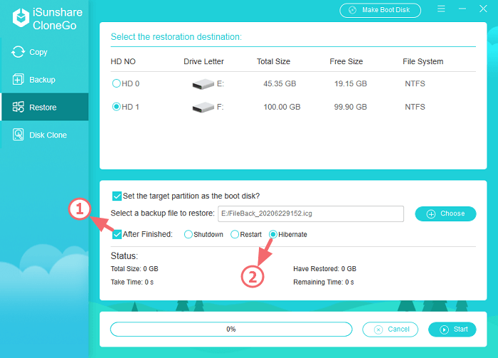 sélectionnez l'option après avoir terminé