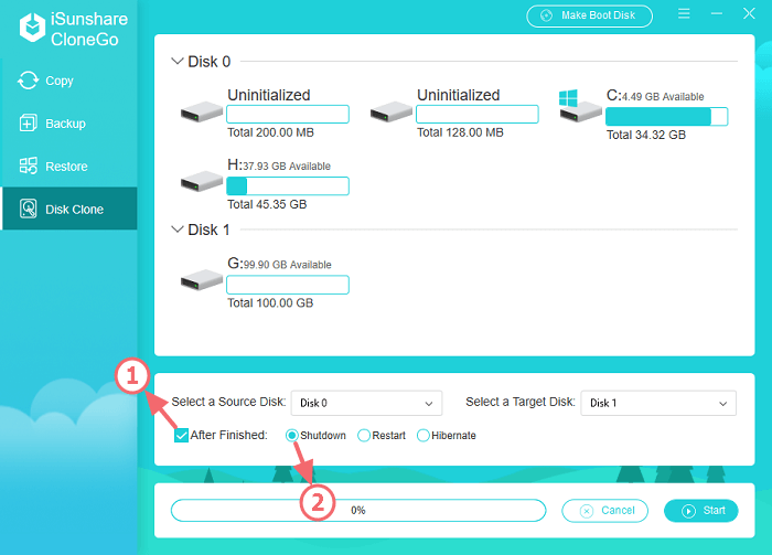 régler le pc sur arrêt/redémarrage/veille