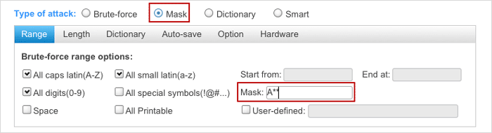 paramètres de masque pour la récupération de mot de passe de sauvegarde sur mac