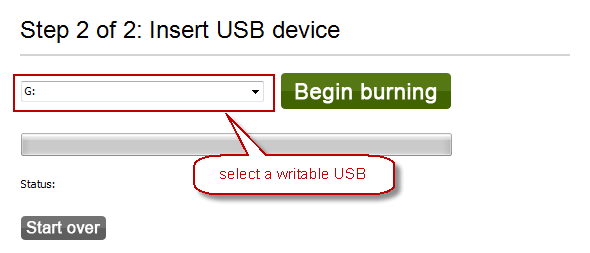 choisissez un périphérique usb accessible en écriture