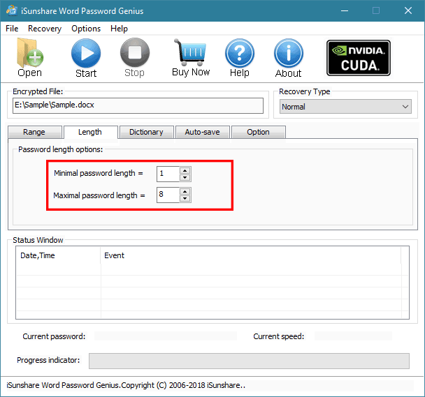 modifier la longueur minimale et maximale du mot de passe