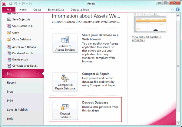 decrypt encrypted MDB file