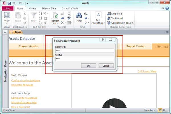 encrypt access database file with password