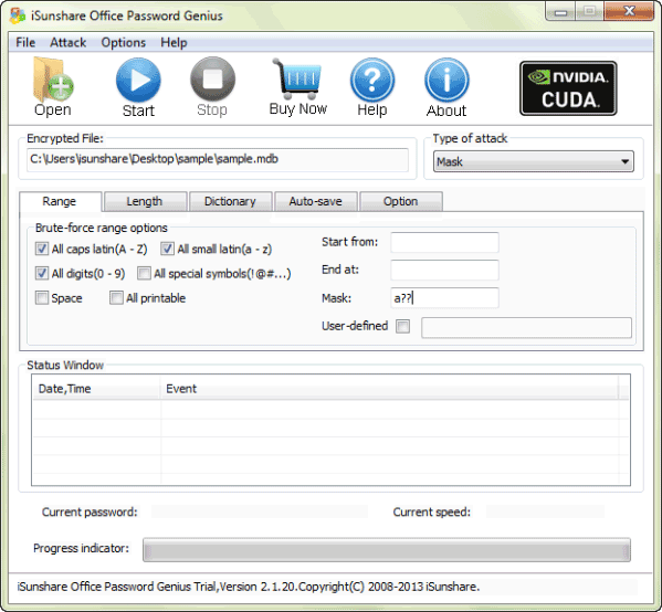 select password attack type for access file