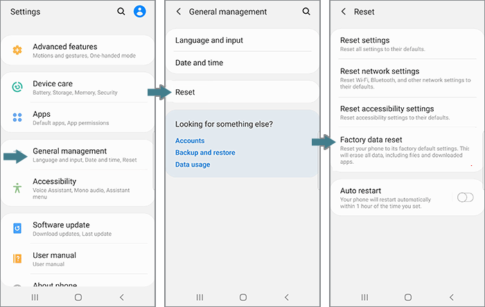 Access factory data reset