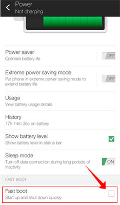 Fast Boot option in Android