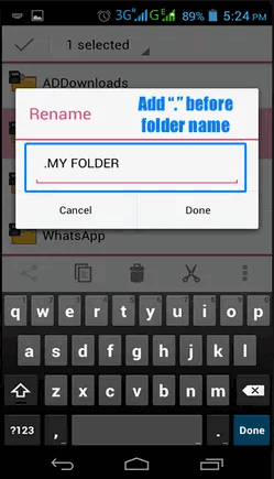 rename a folder to hide files