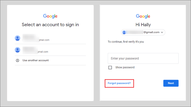 recover google account password