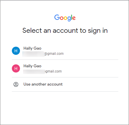 select an account to sign in