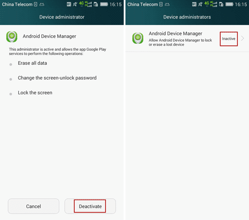 deactivate android device manager