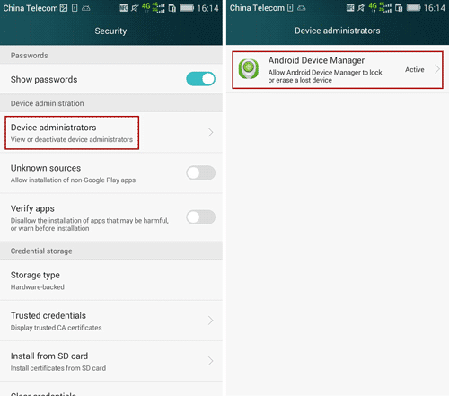 view android device manager status