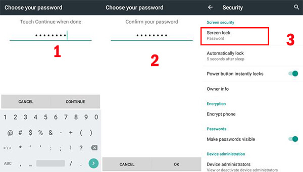 lock huawei phone screen with password