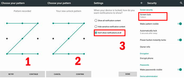 lock huawei phone screen with pattern