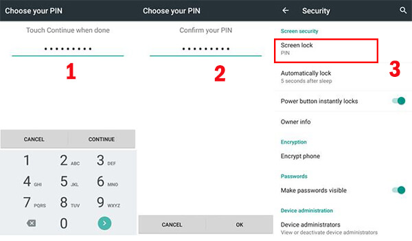 lock huawei phone screen with PIN